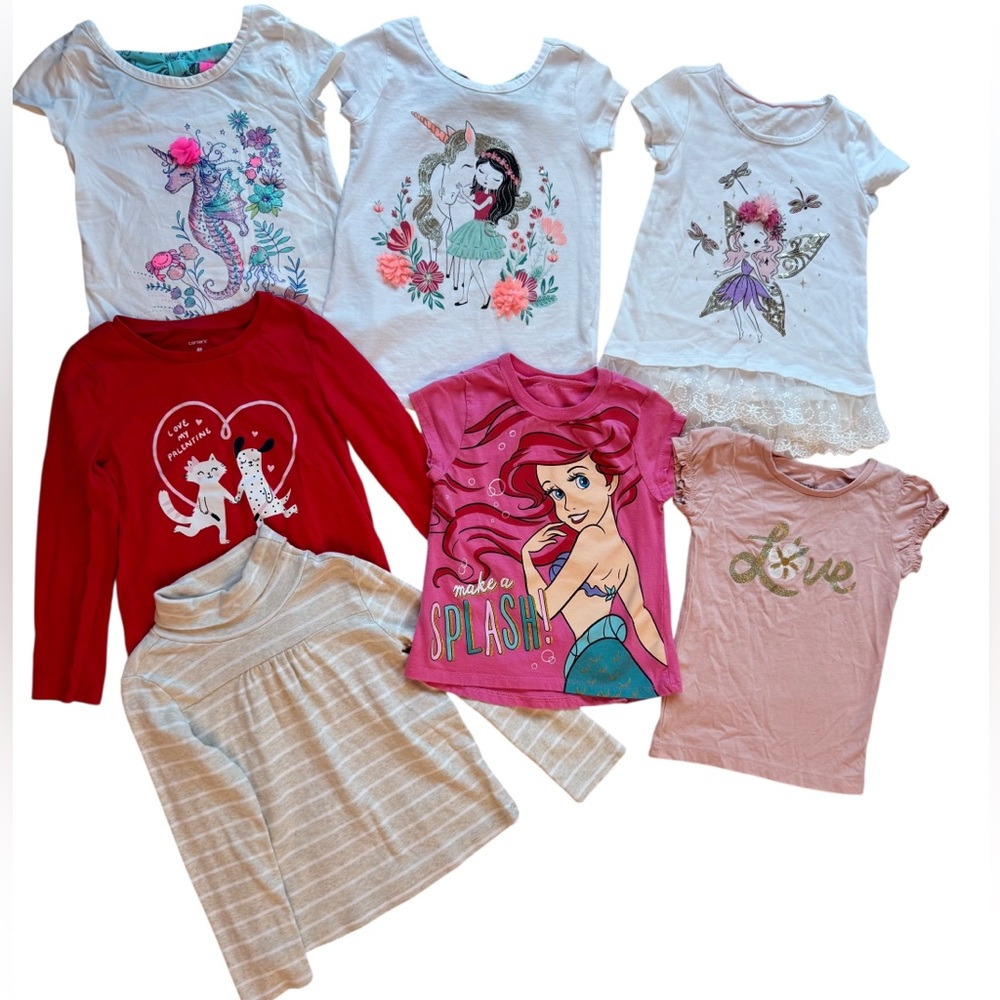 Girls 7pc Bundle 4T Disney Ariel Unicorn Fairy Carter’s Gymboree EUC